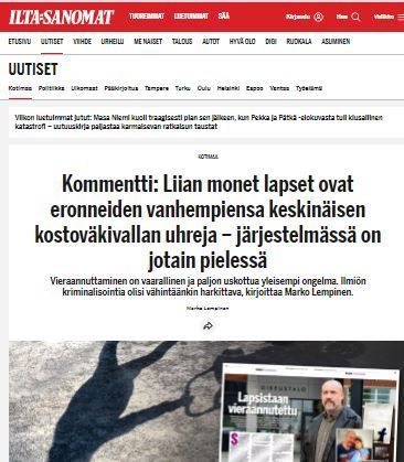 Author, Blogger Kati Niemi in media - newspaper Iltasanomat (Finland)