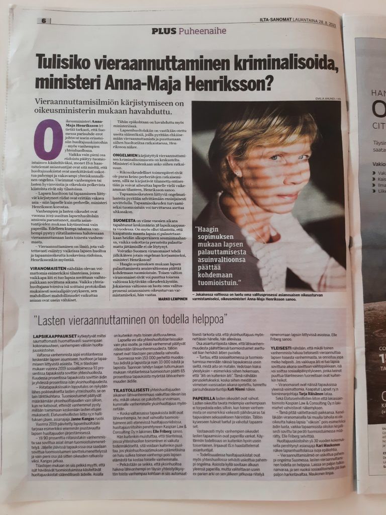 Blogger, Author Kati Niemi in newspaper Iltasanomat (Finland)