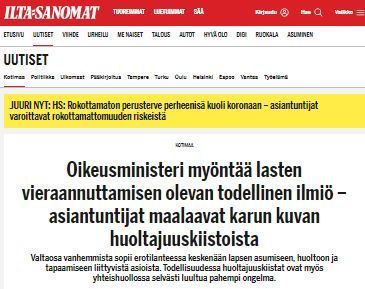 Blogger, Author Kati Niemi in media - Newspaper Iltasanomat (Finland)