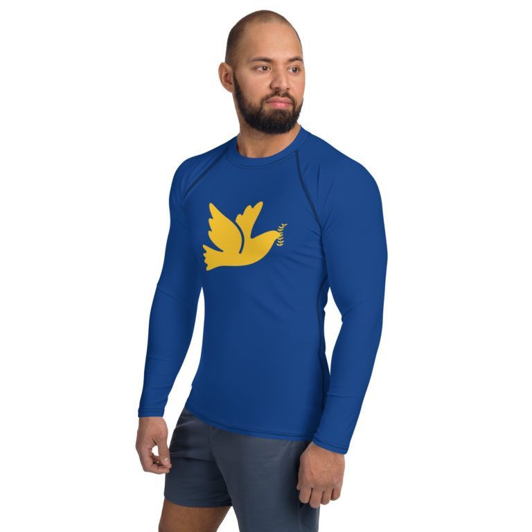 Support Ukraine Rash Guard for Men: Blue-Yellow Long-Sleeve Fitness Shirt