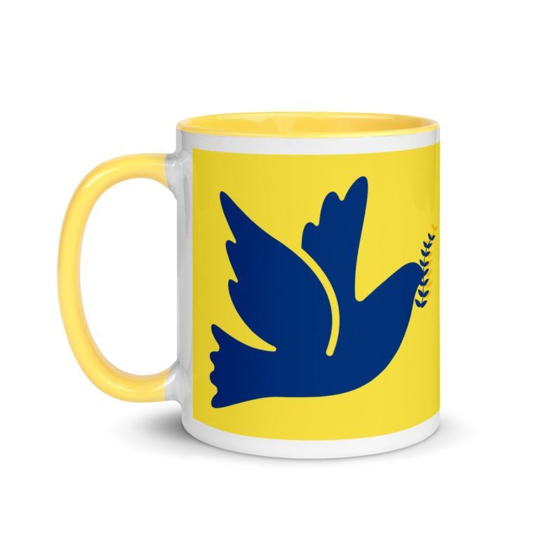 Support Ukraine Coffee Mug, Pigeon of Peace Tea Mug, Peace Dove