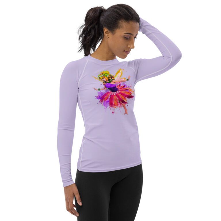 Lilac, long-sleeved fairy shirt (rash guard) for women