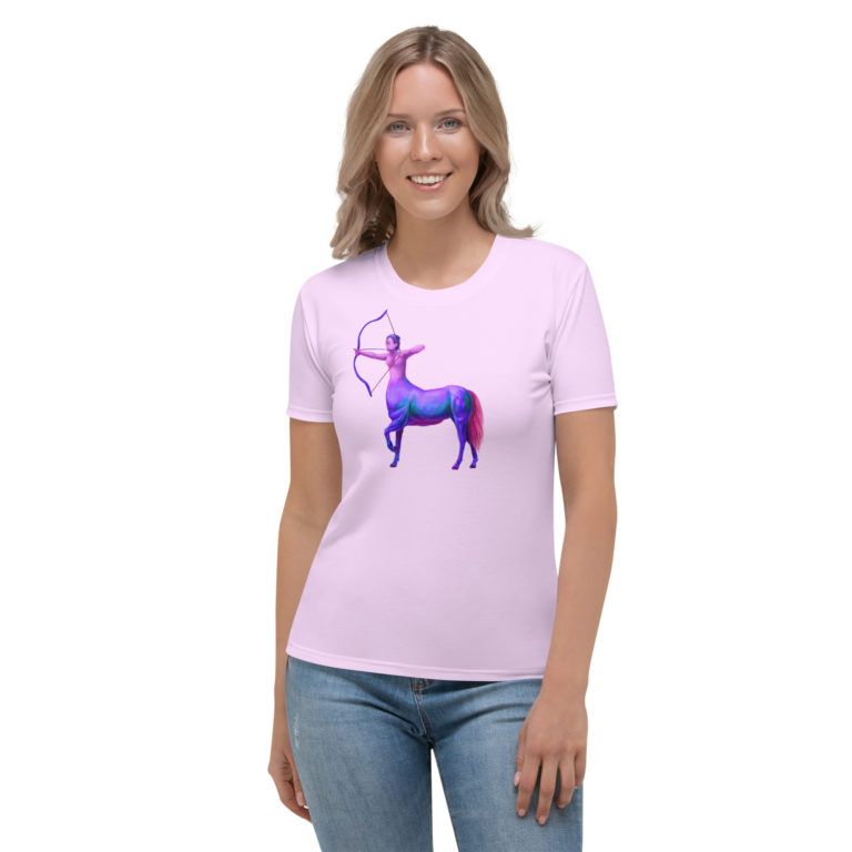Female Sagittarius (Zodiac horoscope sign) - Pink Sagittarius woman t-shirt