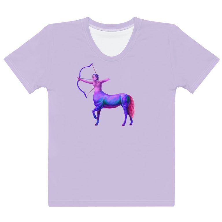 Female Sagittarius (Zodiac horoscope sign) - Lilac Sagittarius woman t-shirt