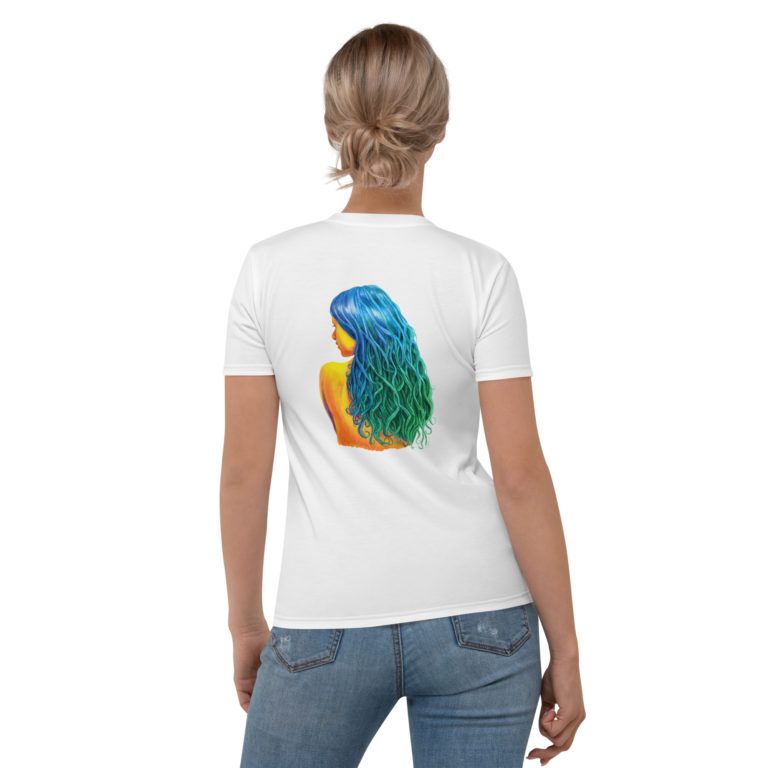 White-Blue-Green Virgo t-shirt for women
