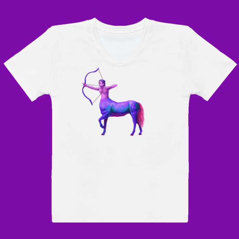 Female Sagittarius (Zodiac horoscope sign) - White Sagittarius woman t-shirt
