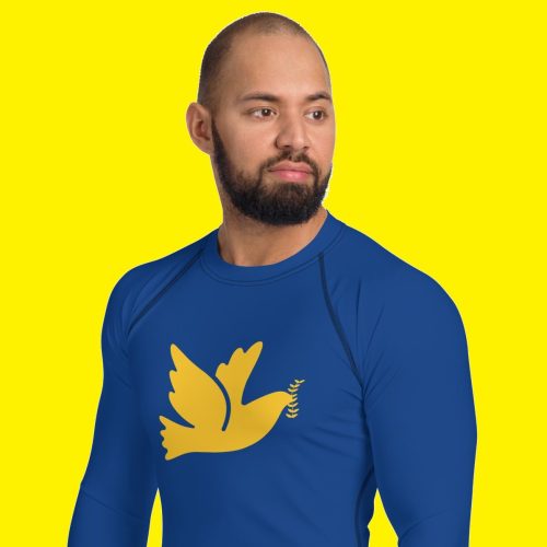 Support Ukraine Rash Guard for Men: Blue-Yellow Long-Sleeve Fitness Shirt